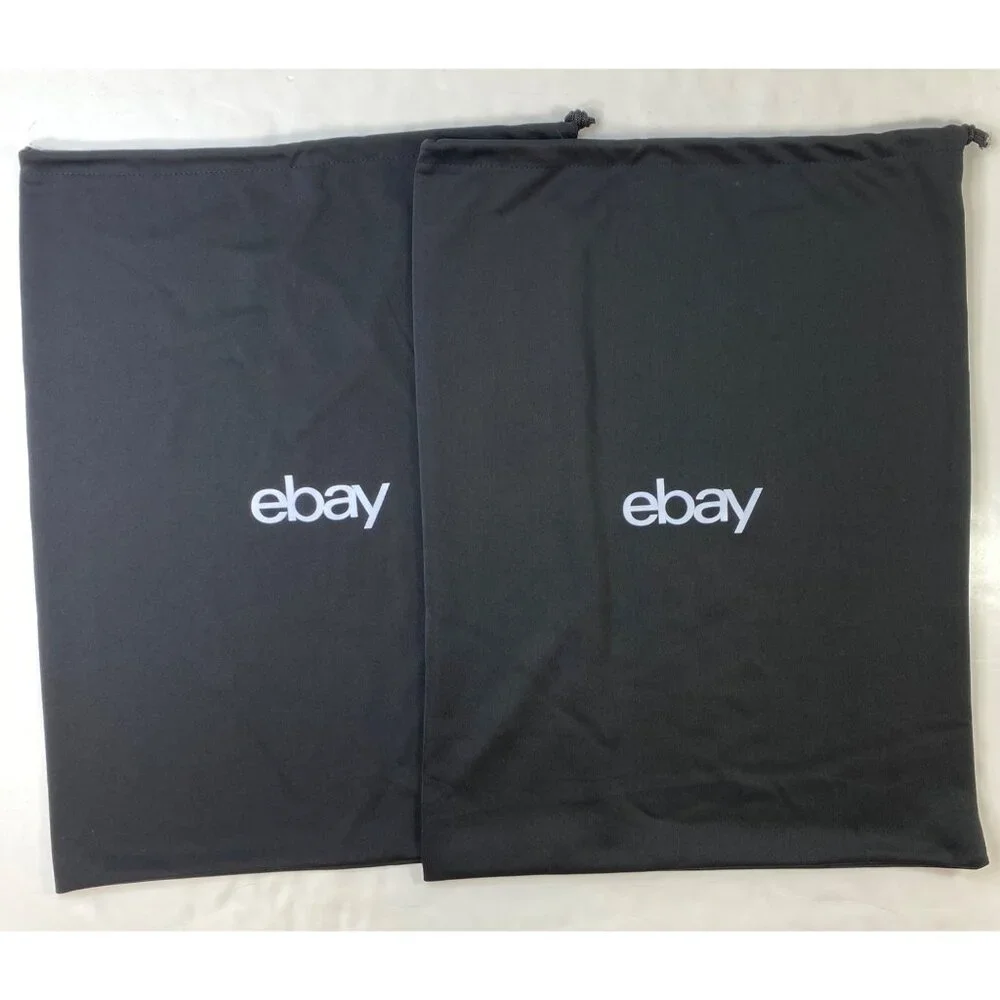 Set Of 2 eBay Logo Black Drawstring Bags 24